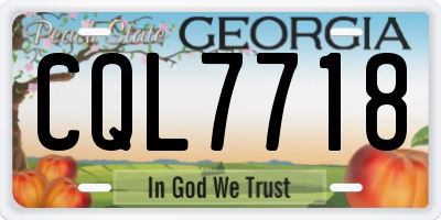 GA license plate CQL7718