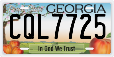 GA license plate CQL7725