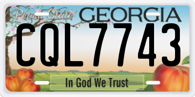 GA license plate CQL7743