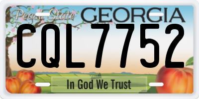 GA license plate CQL7752