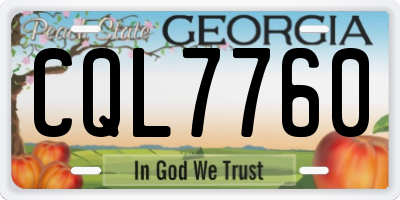 GA license plate CQL7760