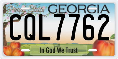 GA license plate CQL7762