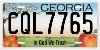 GA license plate CQL7765