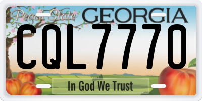 GA license plate CQL7770