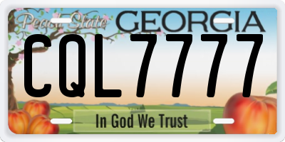 GA license plate CQL7777