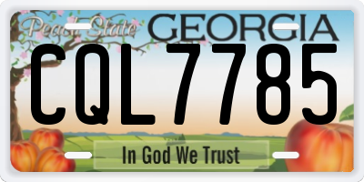 GA license plate CQL7785