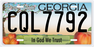 GA license plate CQL7792
