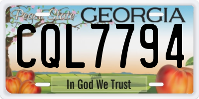 GA license plate CQL7794
