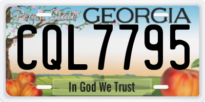 GA license plate CQL7795