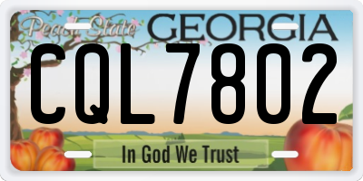 GA license plate CQL7802