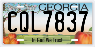 GA license plate CQL7837