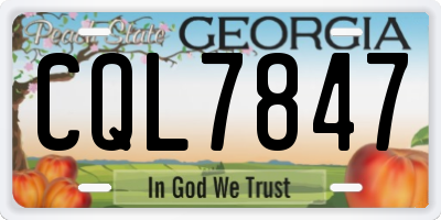 GA license plate CQL7847