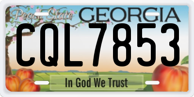 GA license plate CQL7853