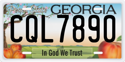 GA license plate CQL7890