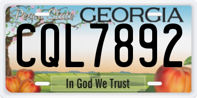 GA license plate CQL7892