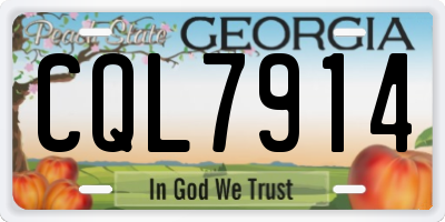 GA license plate CQL7914