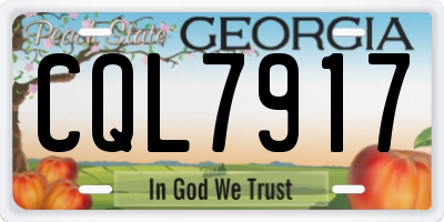 GA license plate CQL7917