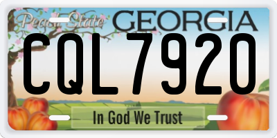 GA license plate CQL7920
