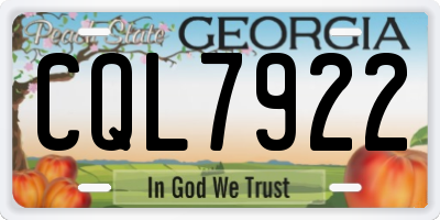 GA license plate CQL7922