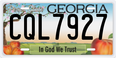 GA license plate CQL7927