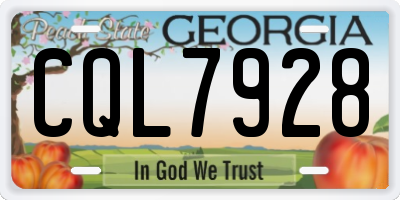 GA license plate CQL7928