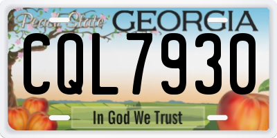 GA license plate CQL7930