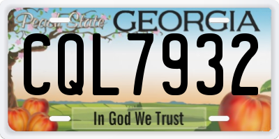 GA license plate CQL7932