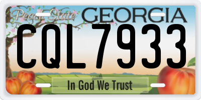 GA license plate CQL7933