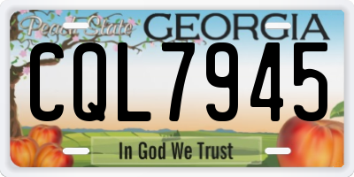 GA license plate CQL7945