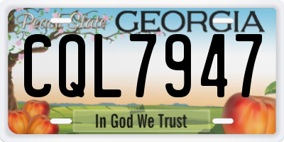 GA license plate CQL7947