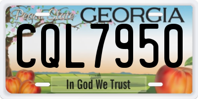 GA license plate CQL7950