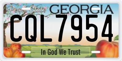 GA license plate CQL7954