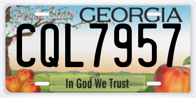 GA license plate CQL7957
