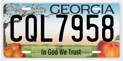 GA license plate CQL7958