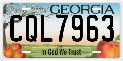 GA license plate CQL7963