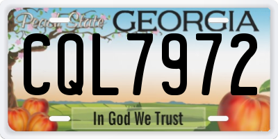 GA license plate CQL7972