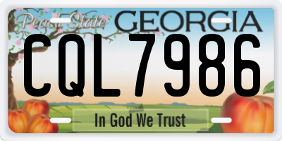 GA license plate CQL7986