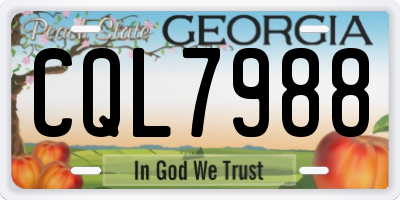 GA license plate CQL7988