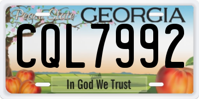 GA license plate CQL7992