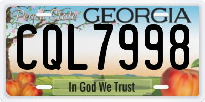 GA license plate CQL7998