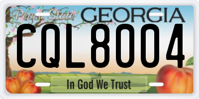 GA license plate CQL8004