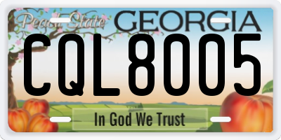 GA license plate CQL8005