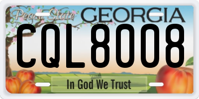 GA license plate CQL8008