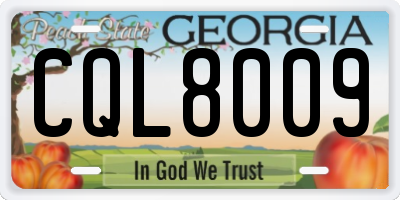 GA license plate CQL8009