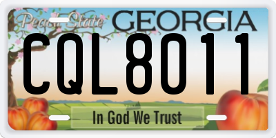 GA license plate CQL8011