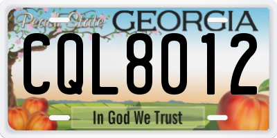 GA license plate CQL8012