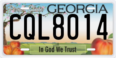 GA license plate CQL8014