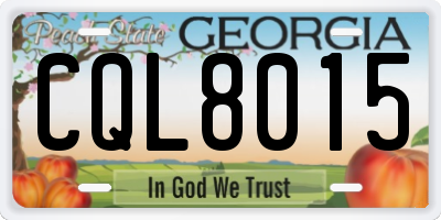 GA license plate CQL8015
