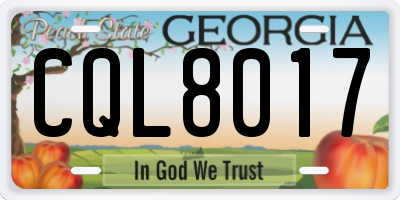 GA license plate CQL8017