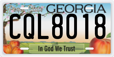 GA license plate CQL8018